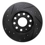 R1 Concepts 05-13 Audi A3 Rear Right Drilled & Slotted Black Brake Rotor - Image 2