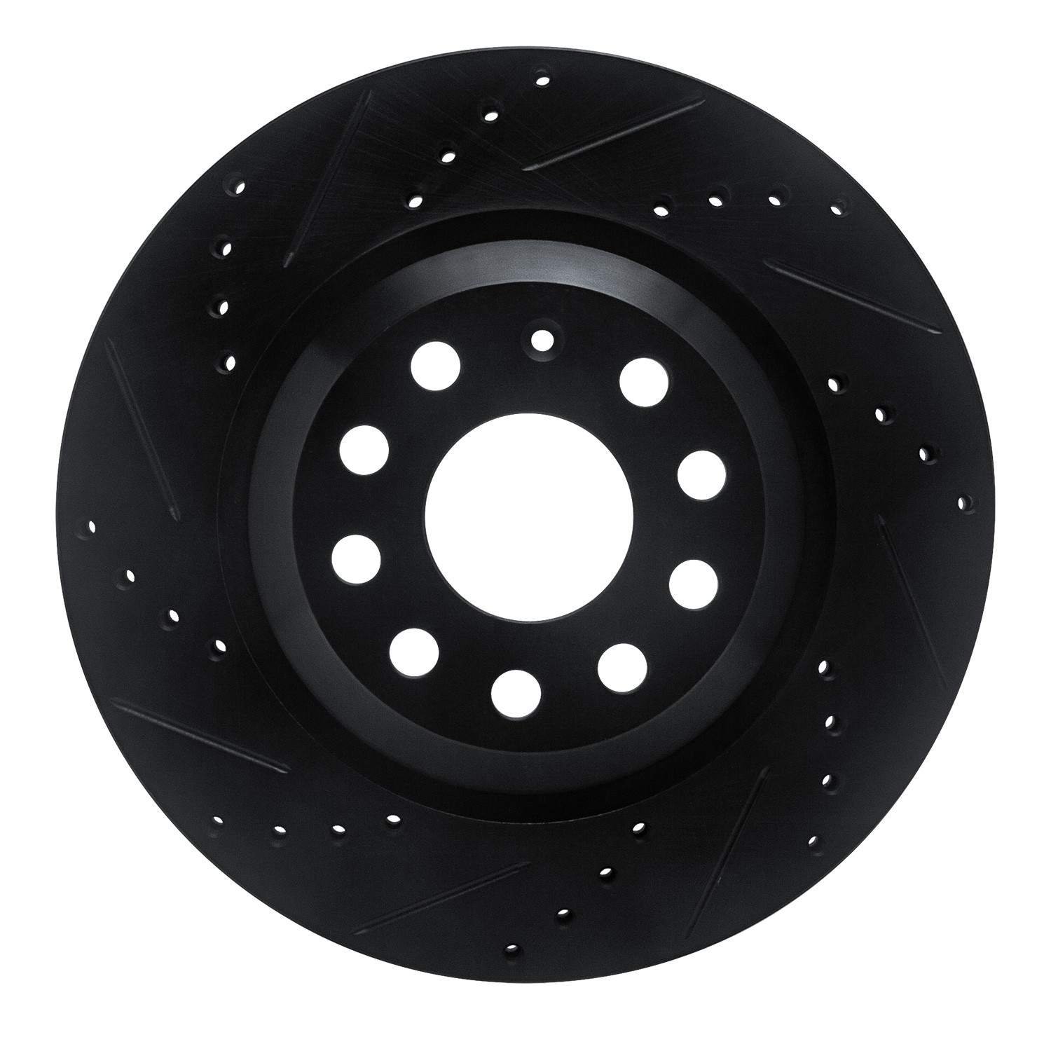 DF_63374030L_Fro.jpg R1 Concepts 15-25 Volkswagen GTI Rear Left Drilled & Slotted Black Brake Rotor - Image 1