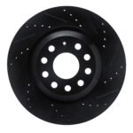 R1 Concepts 2006-2025 Audi S3 (USA/Canada) Rear Right Drilled & Slotted Black Brake Rotor
