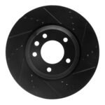 R1 Concepts 03-15 Audi Q7 Left Front Drilled & Slotted Black Brake Rotor