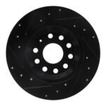 R1 Concepts 05-18 Audi A3 Rear Right Drilled & Slotted Black Brake Rotor - Image 2