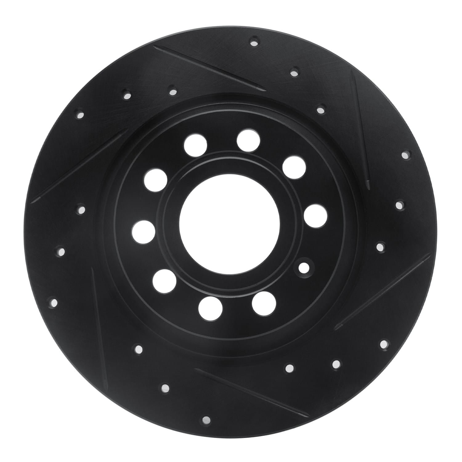 DF_63374055R_Fro.jpg R1 Concepts 05-18 Audi A3 Rear Right Drilled & Slotted Black Brake Rotor - Image 1