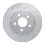 Dynamic Friction 2008-2015 Mercedes-Benz C200 (Mexico) Front Left Dimpled and Slotted Silver Brake Rotor