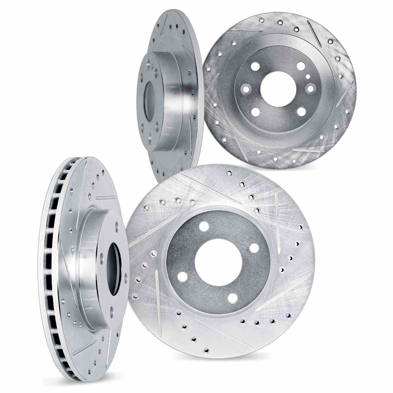 DF_700431016_Kit.jpg Dynamic Friction 1984-1991 BMW 325e Front & Rear Drilled & Slotted Silver Rotors - Image 1