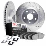 Dynamic Friction 2020-2025 Ford Explorer Front Drilled & Slotted Silver Rotors with 5000 Advanced Pads w/Hardware