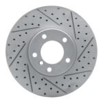 R1 Concepts 2000-2003 BMW 530i Front Right Drilled & Slotted Geoperformance Rotor
