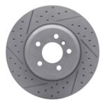 R1 Concepts 2011-2019 BMW ActiveHybrid 5 Front Right Drilled & Slotted Geoperformance Rotor