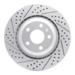 R1 Concepts 05-11 Audi A6 Quattro Rear Left Drilled & Slotted Geo-Carbon Rotor