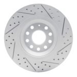 R1 Concepts 2006-2025 Audi TT Quattro RS Rear Left Drilled & Slotted Geoperformance Rotor - Image 2