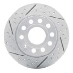 R1 Concepts 2010-2019 Audi A3 Rear Left Drilled & Slotted Geoperformance Rotor