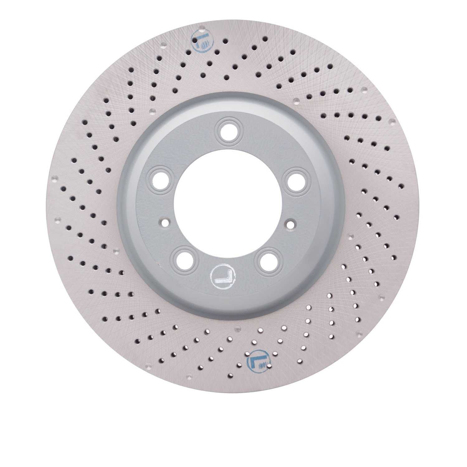DF_92002045D_Fro.jpg Dynamic Friction 2007-2013 Porsche 911 Left Front Drilled Hi-Carbon Alloy Geomet Coated Rotor (350x34 Vented) - Image 1
