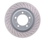 Dynamic Friction 2012-2016 Porsche 911 Right Rear Drilled Hi-Carbon Alloy Geomet Coated Rotor (330x28 Vented)