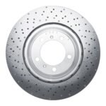 Dynamic Friction 2015-2017 Porsche 911 Left Front Drilled Hi-Carbon Alloy Geomet Coated Rotor