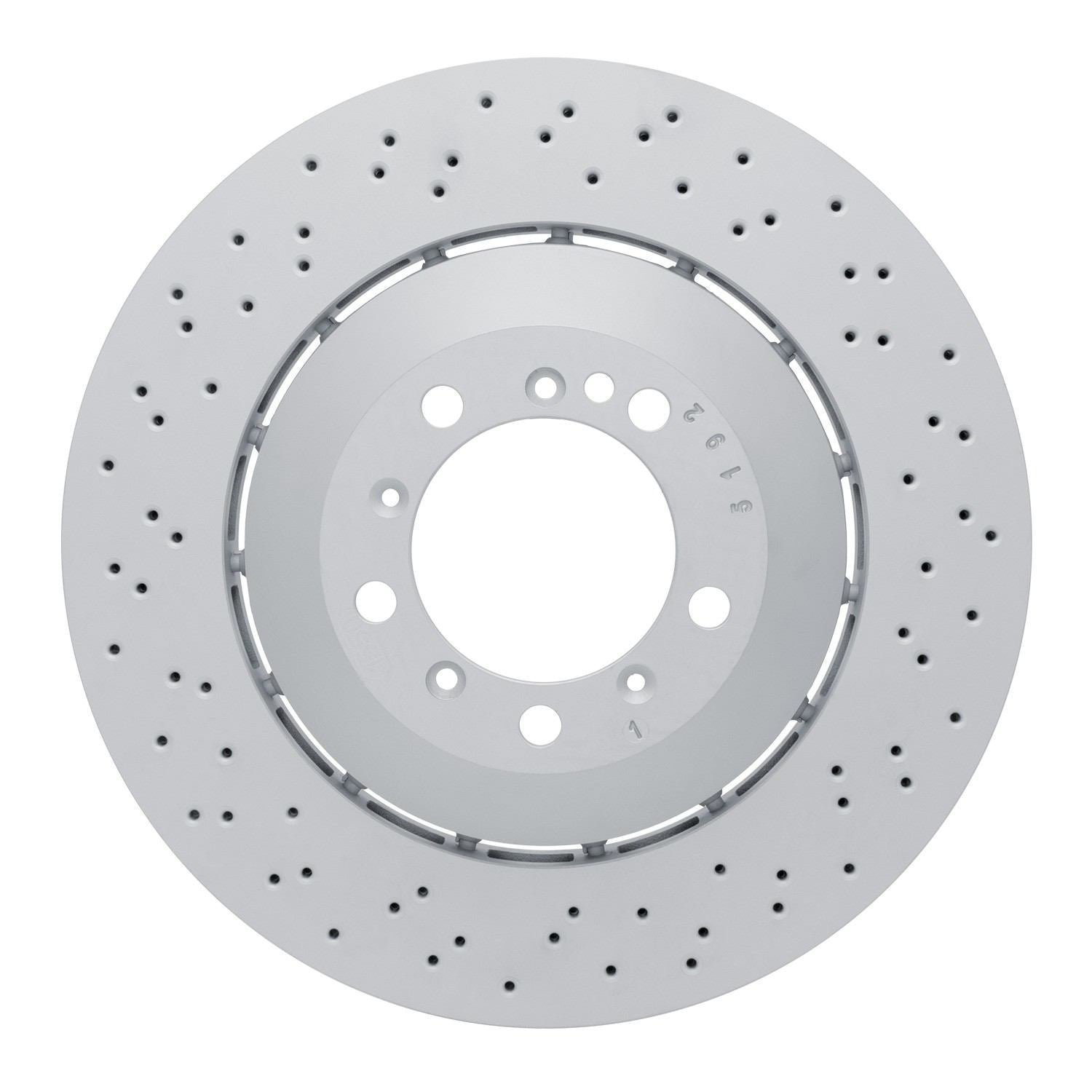 DF_92002086DA_Fro.jpg Dynamic Friction 2016-2023 Porsche Cayman Left Front Drilled Hi-Carbon Alloy Geomet Coated Rotor - Image 1
