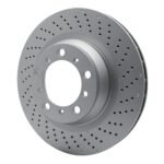 Dynamic Friction 2016-2023 Porsche 718 Cayman Right Rear Drilled Hi-Carbon Alloy Geomet Coated Rotor (330x28 Vented) - Image 3