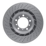 Dynamic Friction 2016-2023 Porsche 718 Cayman Right Rear Drilled Hi-Carbon Alloy Geomet Coated Rotor (330x28 Vented) - Image 2