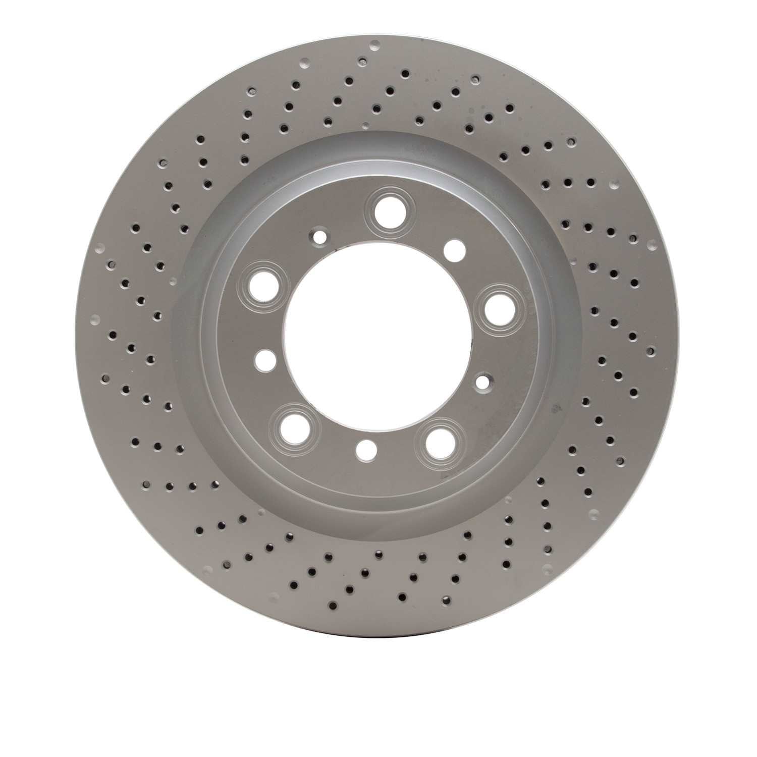 DF_92002110D_Fro.jpg Dynamic Friction 2016-2023 Porsche Boxster Left Rear Drilled Hi-Carbon Alloy Geomet Coated Rotor (330x28 Vented) - Image 1
