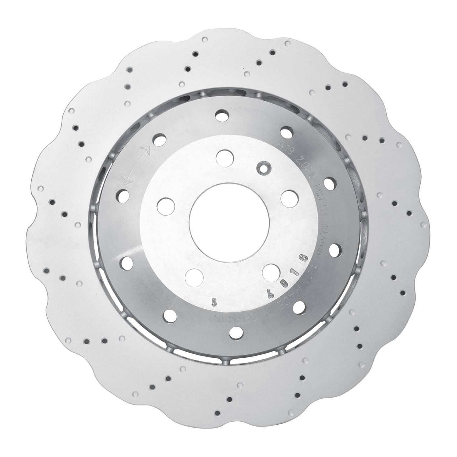 DF_92073074A_Fro.jpg Dynamic Friction 2014-2024 Audi R8 Rear Drilled Hi-Carbon Alloy Geomet Coated Rotor - Image 1