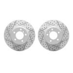 R1 Concepts 04-10 BMW 535i xDrive Front Drilled & Slotted Carbon Coated Brake Rotor Set