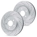 R1 Concepts 14-21 Mini Cooper Front Drilled & Slotted Carbon Coated Brake Rotor Set - Image 2