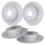 R1 Concepts 08-09 Porsche Cayenne Front & Rear Drilled & Slotted Carbon Coated Brake Rotor Set