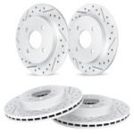R1 Concepts 02-08 Mini Cooper Front & Rear Drilled & Slotted Carbon Coated Brake Rotor Set