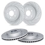 R1 Concepts 14-21 Mini Cooper Front & Rear Drilled & Slotted Carbon Coated Brake Rotor Set