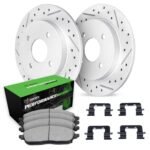 R1 Concepts 02-08 Mini Cooper Rear Drill/Slot Carbon Coated Rotor Set w/Perf Sport Pads