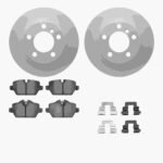 R1 Concepts 11-16 Mini Cooper Countryman Rear Carbon Coated Brake Rotor Set w/Euro Ceramic Pads and Hardware