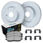 R1 Concepts 16-25 Audi A4 Front Carbon Coated Brake Rotor Set w/Euro Ceramic Pads and Hardware - Image 2