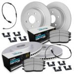 R1 Concepts 14-21 Mini Cooper Front & Rear Carbon Coated Brake Rotor Set w/Euro Ceramic Pads