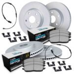 R1 Concepts 17-19 Audi A4 Quattro Front & Rear Carbon Coated Brake Rotor Set w/Euro Ceramic Pads