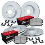 R1 Concepts 16-23 Mercedes-Benz GLC300 Front & Rear Carbon Coated Rotor Set w/Optimum Pads