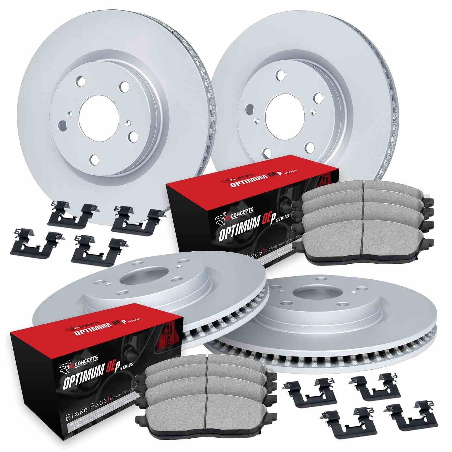 DF_WDUH263059_Kit.jpg R1 Concepts 16-23 Mercedes-Benz GLC300 Front & Rear Carbon Coated Rotor Set w/Optimum Pads - Image 1