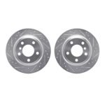 R1 Concepts 06-20 BMW 428i Rear Drilled & Slotted Silver Brake Rotor Set