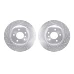 R1 Concepts 06-15 BMW 335is Rear Drilled & Slotted Silver Brake Rotor Set