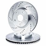 R1 Concepts 12-20 BMW 335i GT xDrive Rear Drilled & Slotted Silver Brake Rotor Set - Image 2