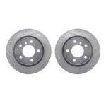 R1 Concepts 03-08 BMW Z4 Rear Drilled & Slotted Silver Brake Rotor Set