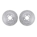R1 Concepts 02-08 Mini Cooper Front Drilled & Slotted Silver Brake Rotor Set