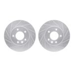 R1 Concepts 03-18 Porsche Cayenne Front Drilled & Slotted Silver Brake Rotor Set