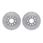 R1 Concepts 05-25 Audi A3 Quattro Rear Drilled & Slotted Silver Brake Rotor Set