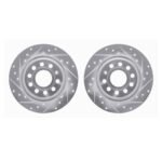 R1 Concepts 05-18 Audi A3 Quattro Rear Drilled & Slotted Silver Brake Rotor Set