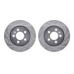 R1 Concepts 00-06 Audi TT Quattro Rear Drilled & Slotted Silver Brake Rotor Set