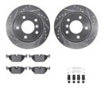 R1 Concepts 96-05 BMW 323Ci Rear Drilled & Slotted Silver Brake Rotor Set w/Euro Ceramic Pads and Hardware