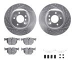 R1 Concepts 06-15 BMW X1 Rear Drilled & Slotted Silver Brake Rotor Set w/Euro Ceramic Pads and Hardware