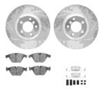 R1 Concepts 07-15 BMW 335is Front Drilled & Slotted Silver Brake Rotor Set w/Euro Ceramic Pads and Hardware
