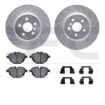 R1 Concepts 17-25 BMW 520i Rear Drilled & Slotted Silver Brake Rotor Set w/Euro Ceramic Pads and Hardware