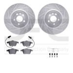 R1 Concepts 04-09 Audi S4 Front Drilled & Slotted Silver Brake Rotor Set w/Euro Ceramic Pads and Hardware