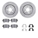 R1 Concepts 04-09 Audi S4 Rear Drilled & Slotted Silver Brake Rotor Set w/Euro Ceramic Pads and Hardware