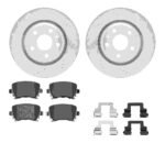 R1 Concepts 08-15 Audi TT Quattro Rear Drill/Slot Silver Rotors w/Euro Ceramic Pads